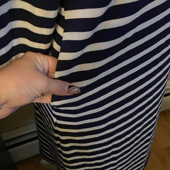 IT HAS POCKETS! 👗 Navy/White Striped Long Sleeve Dress with Pockets - Size M - Picture 2 of 7